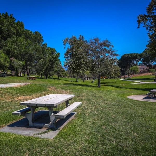 A picture of the Frank G. Bonelli Regional Park tables