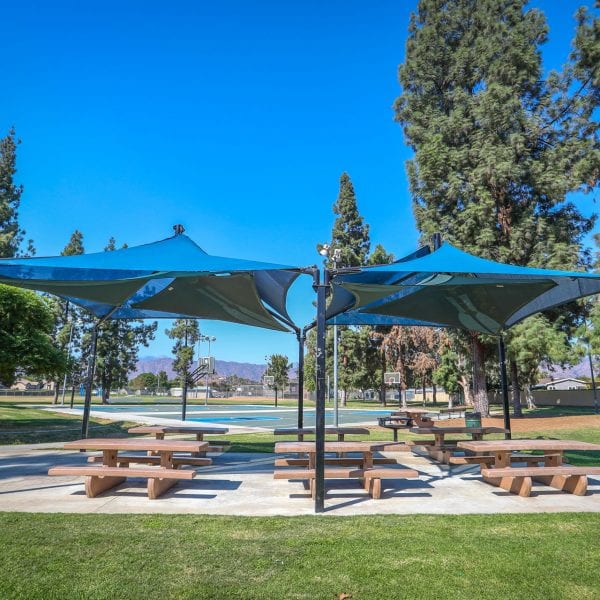 Tents over picnic tables