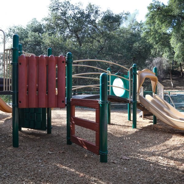 Playground on a wood chip bed