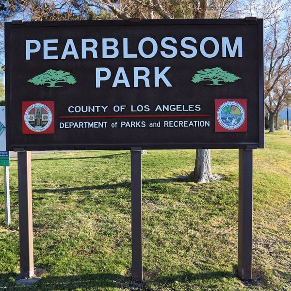 Pearblossom County Park sign