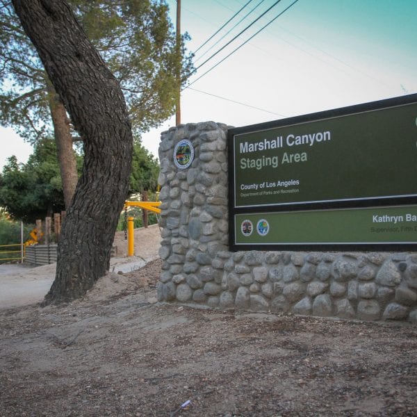 Marshall Canyon Staging Area sign