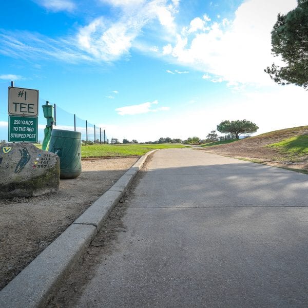 Cart path, sign to the left