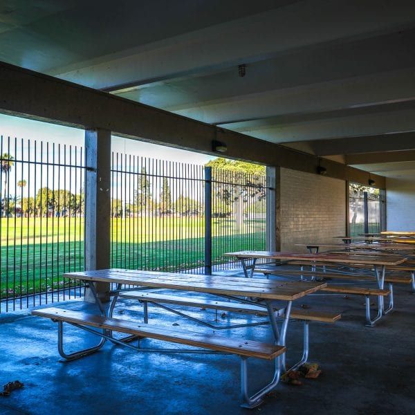 Sheltered picnic tables