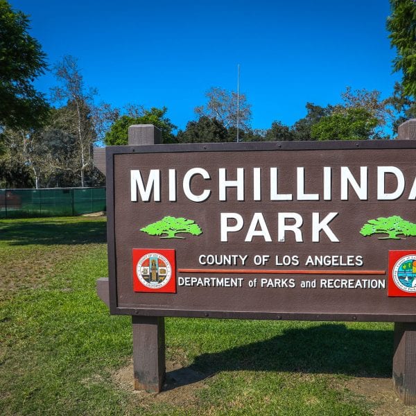Michillinda Park sign in grass