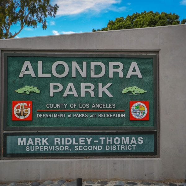Alondra Community Regional Park sign