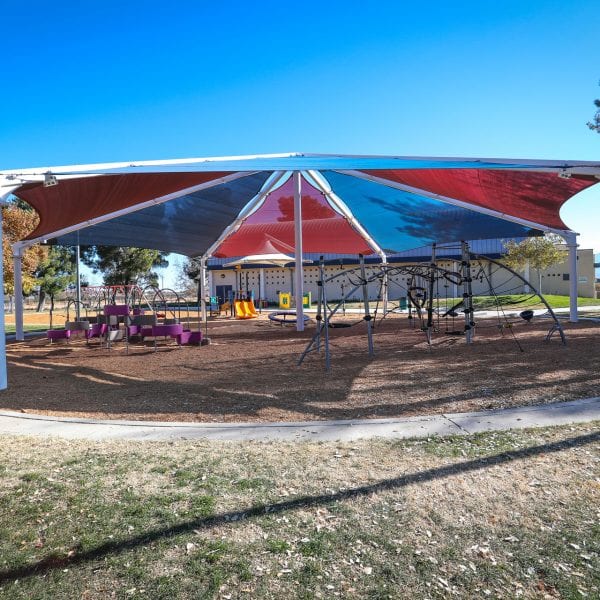 Outer view of tent covered playground
