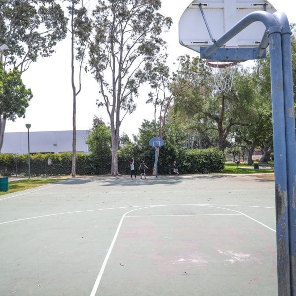 Basketball court, kids playing basketball