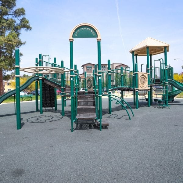 Playground on a rubber turf