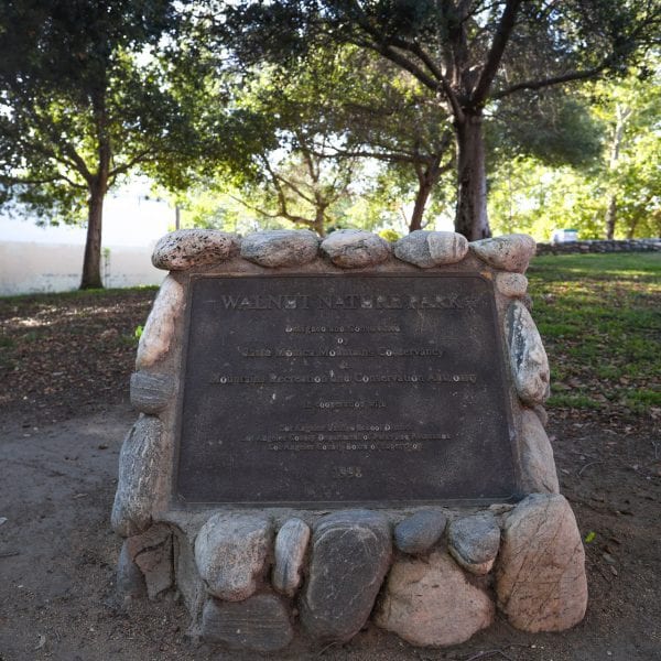 Walnut Nature Park plaque