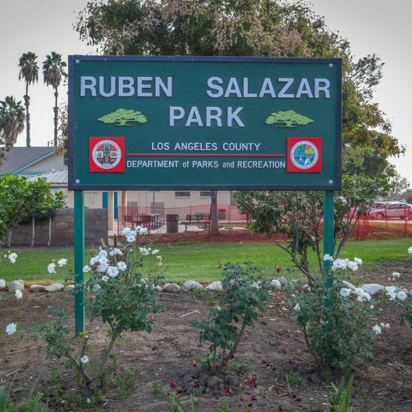 Ruben Salazar Park sign