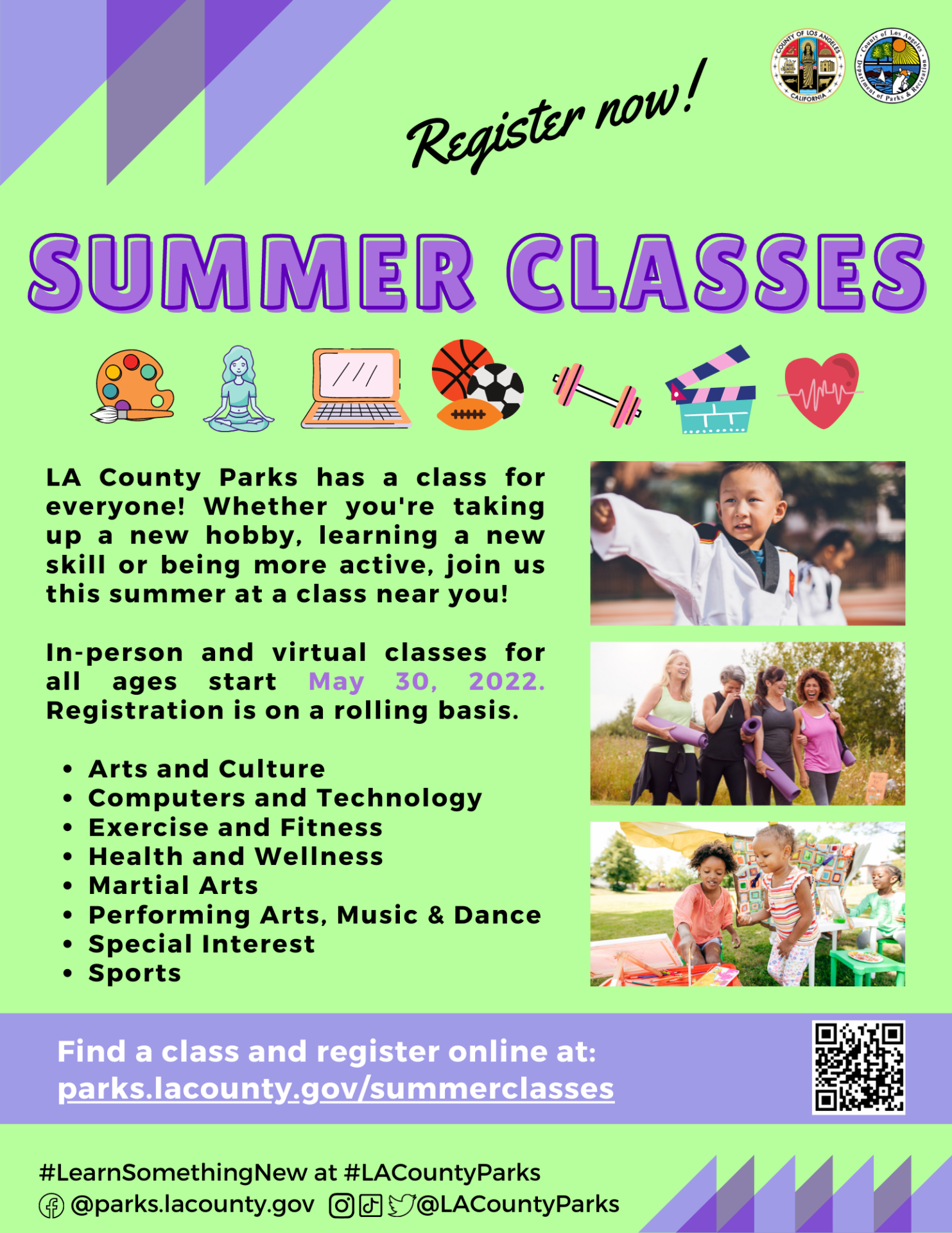 Summer Classes 2022 Parks & Recreation