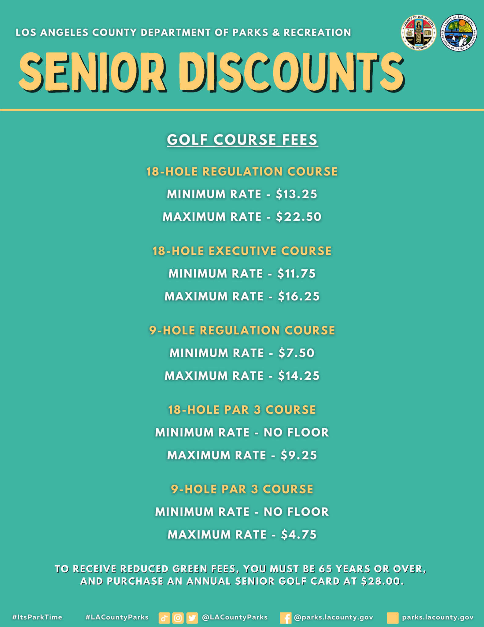 Senior Discounts Parks Recreation