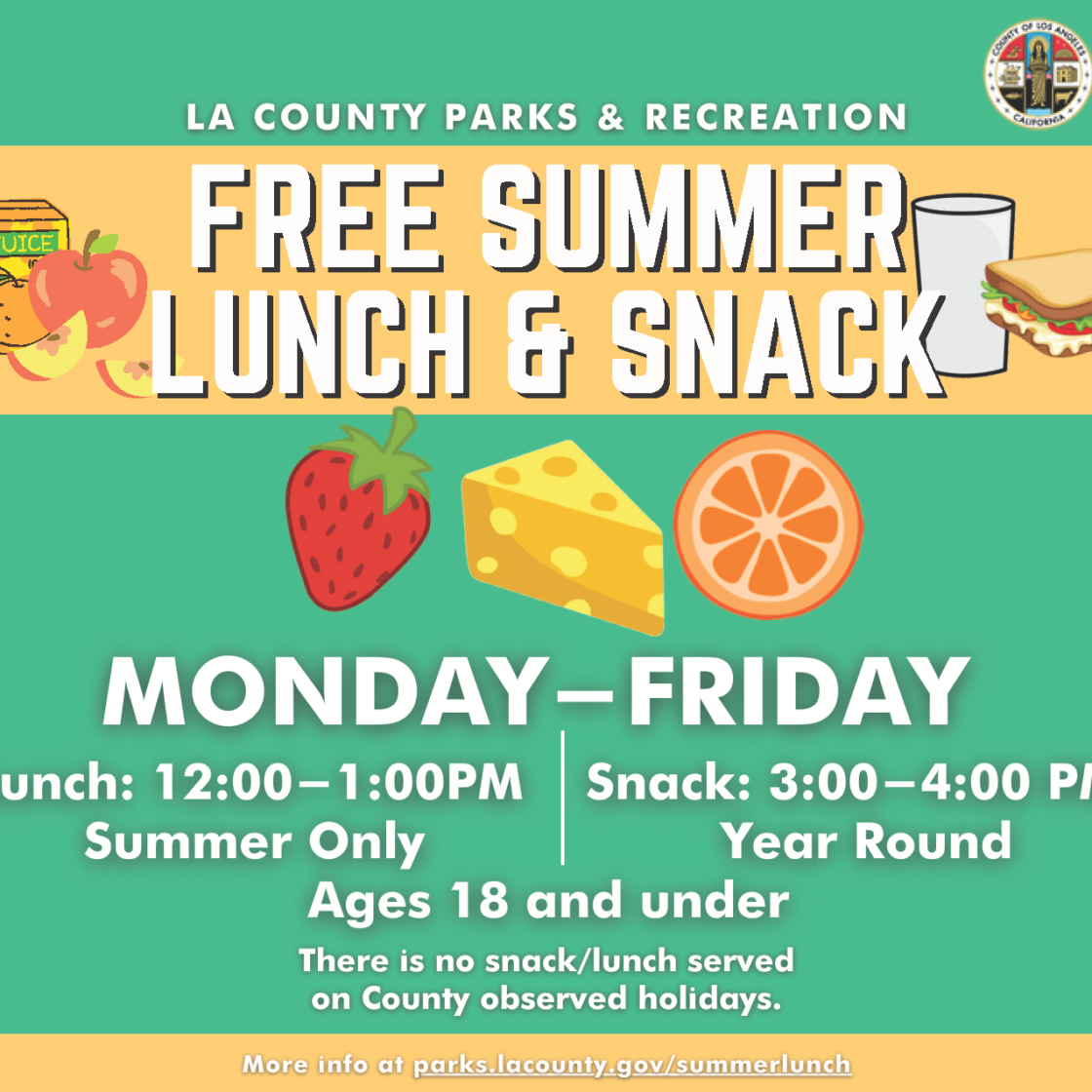 Free Summer Lunch and Snack Program Parks & Recreation
